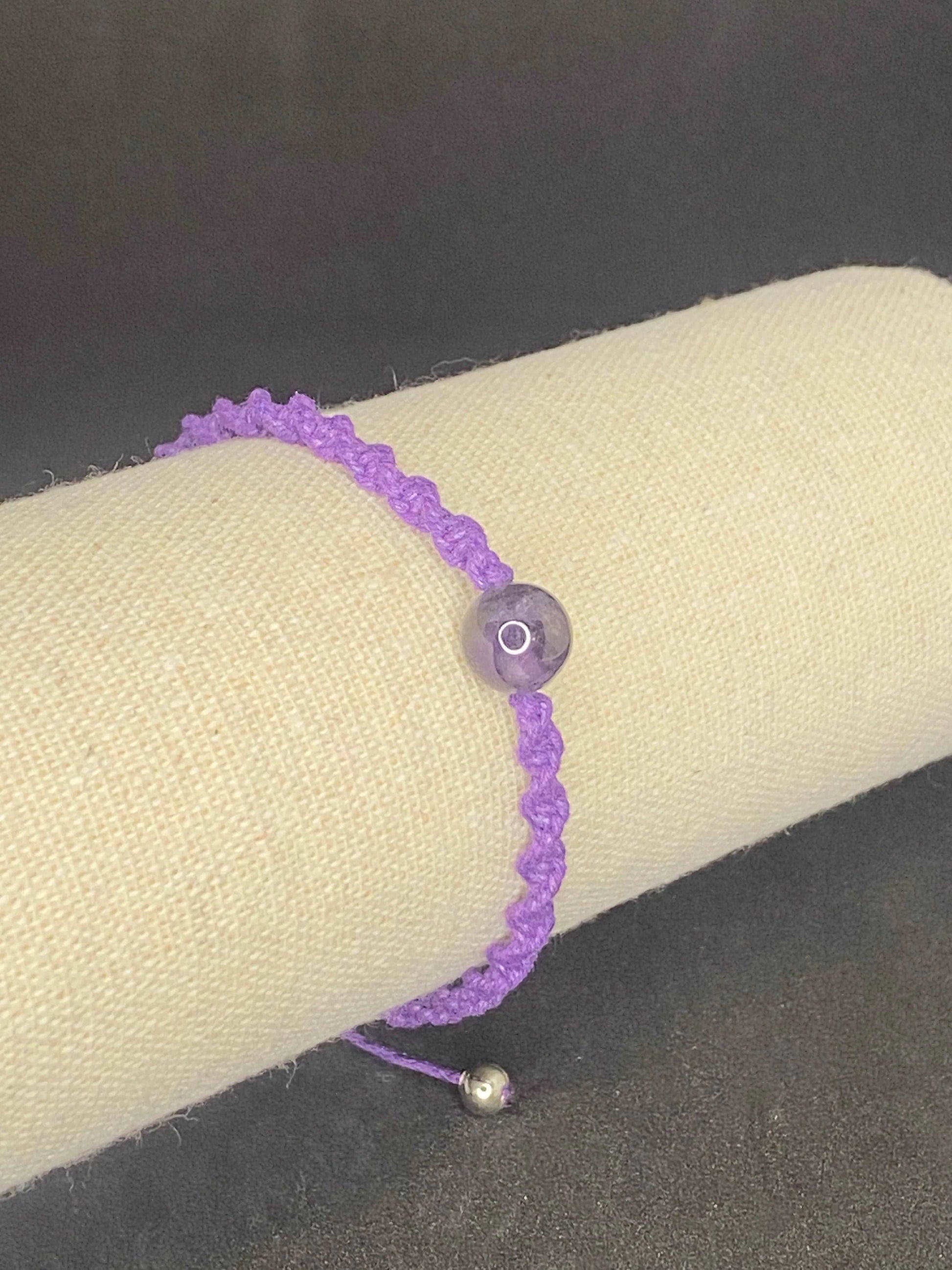 Bracelet violet pierre améthyste - BR-38 - Creations Natural Stone