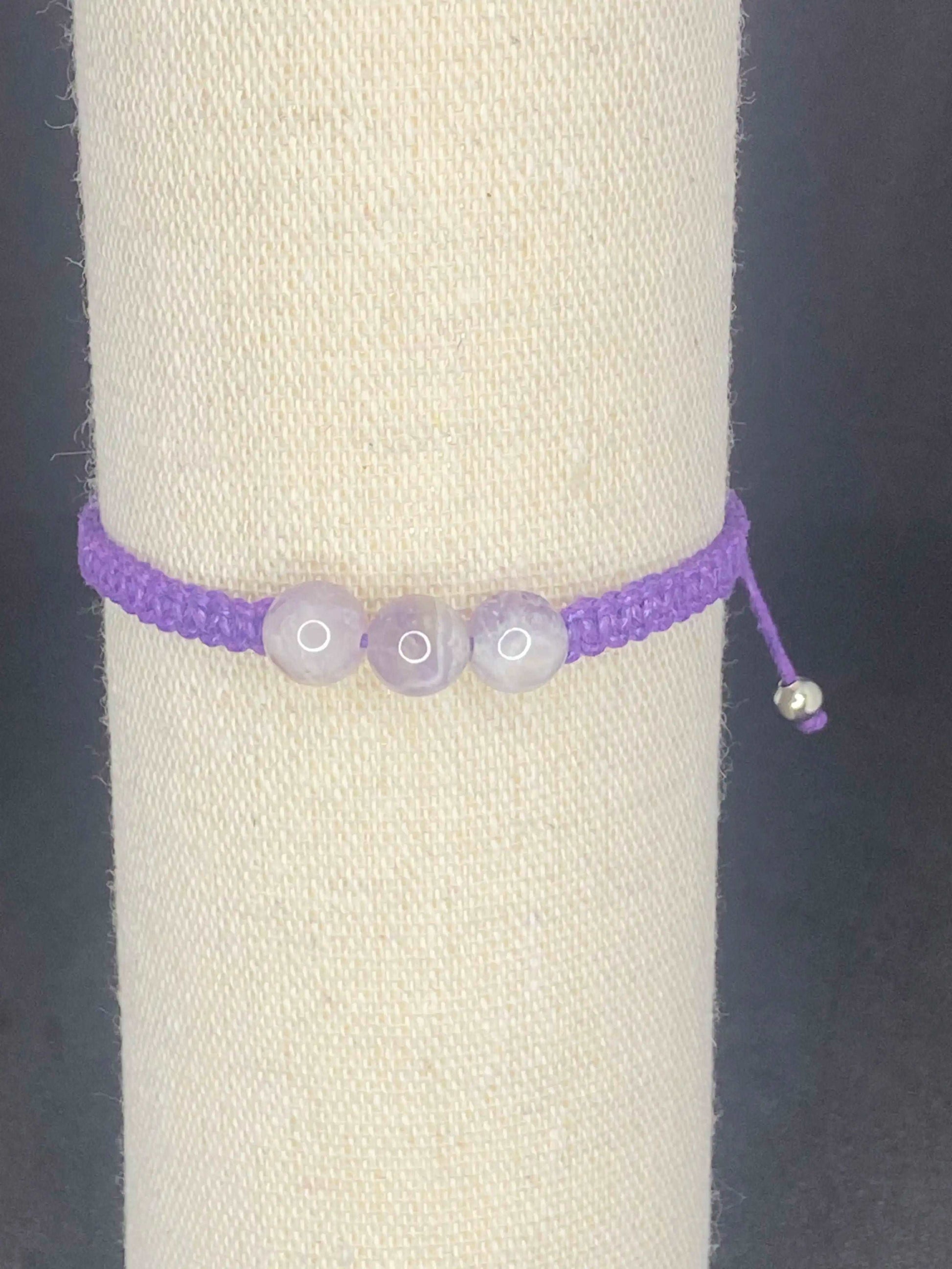 Bracelet violet pierre améthyste - BR-39 - Creations Natural Stone