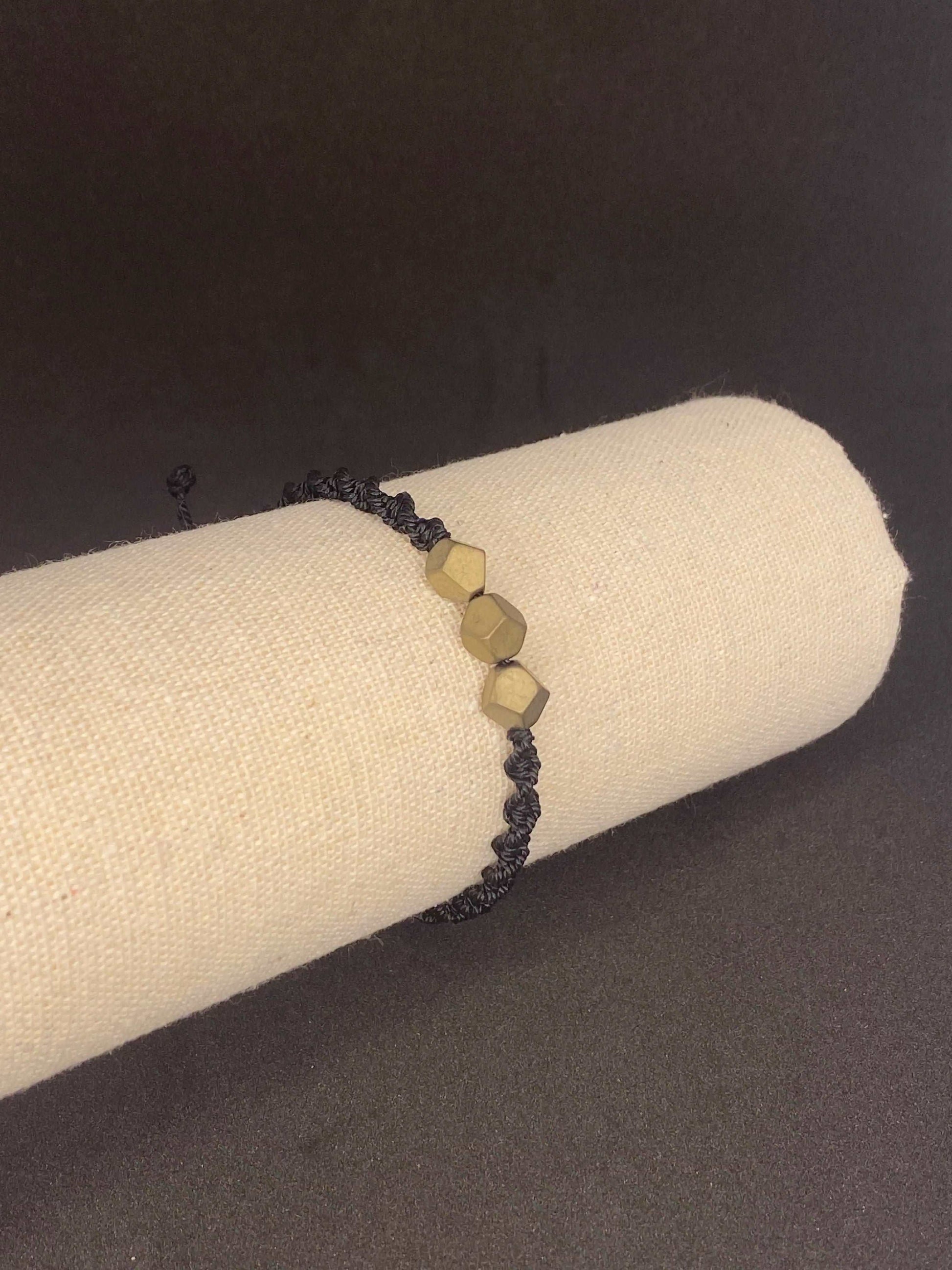 Bracelet noir pierre pyrite - BR-72 - Creations Natural Stone