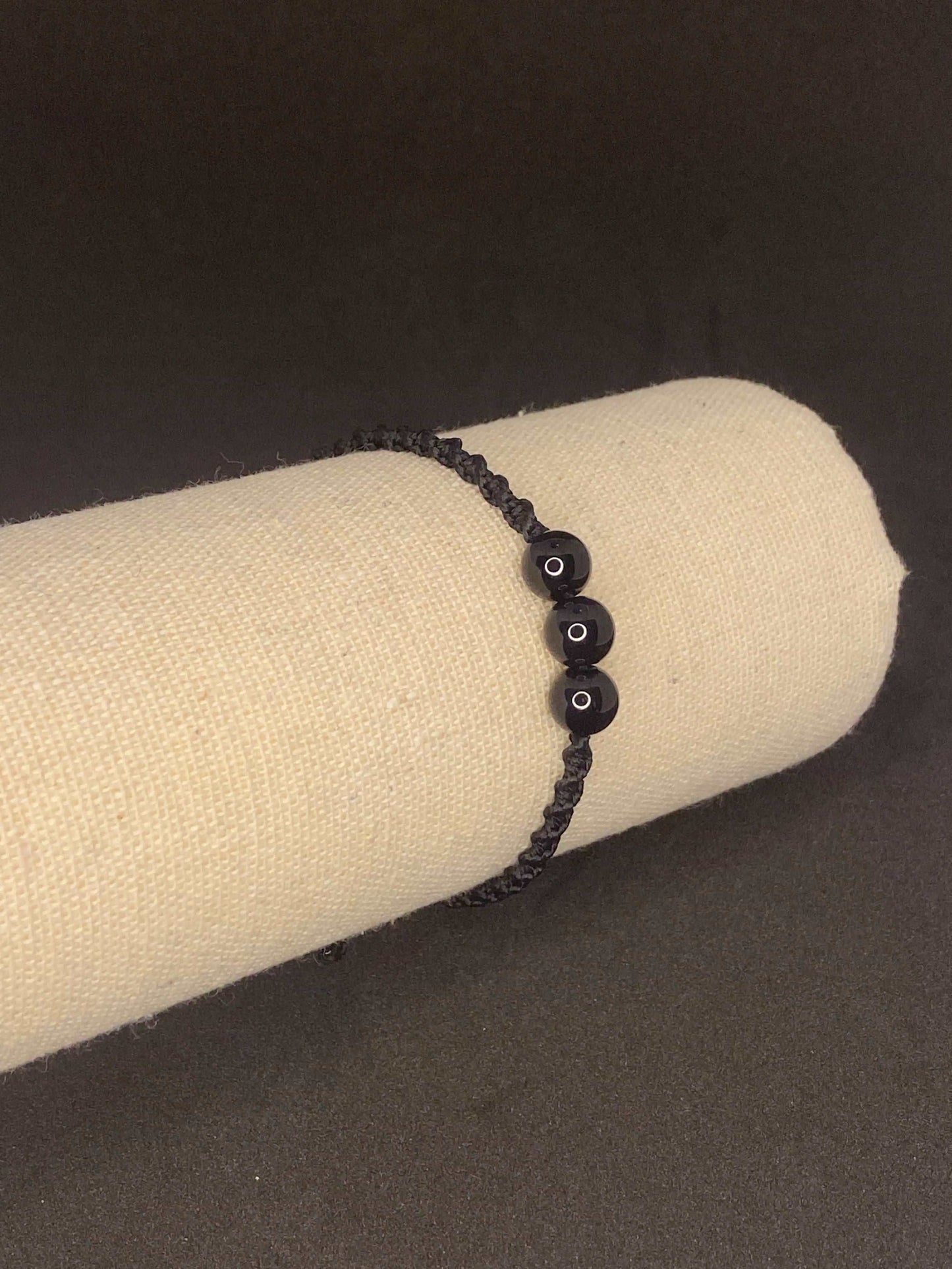 Bracelet noir pierre Obsidienne - BR-80 - Creations Natural Stone